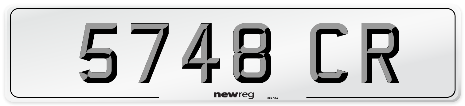 5748 CR Number Plate from New Reg